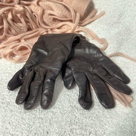 Vintage deep brown COACH Leather Gloves w/ 100% Cashmere Lining 🤎✨ size 6 1/2 - Picture 2 of 5